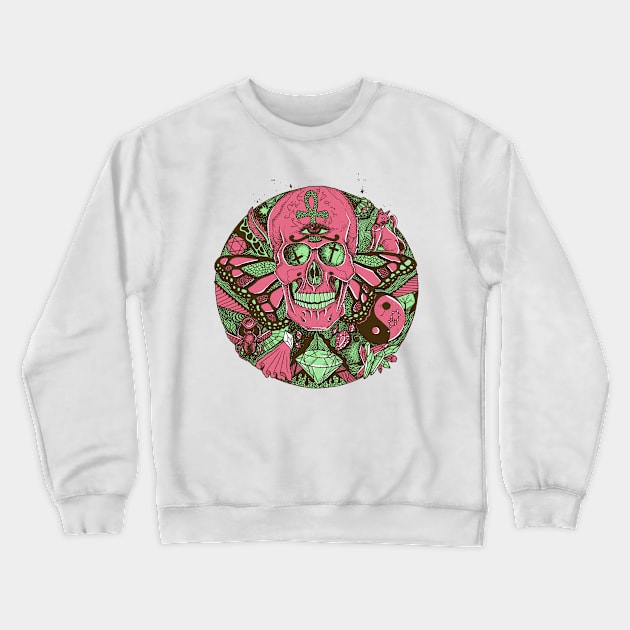 Pink Mint Skull Circle of Humanity Crewneck Sweatshirt by kenallouis